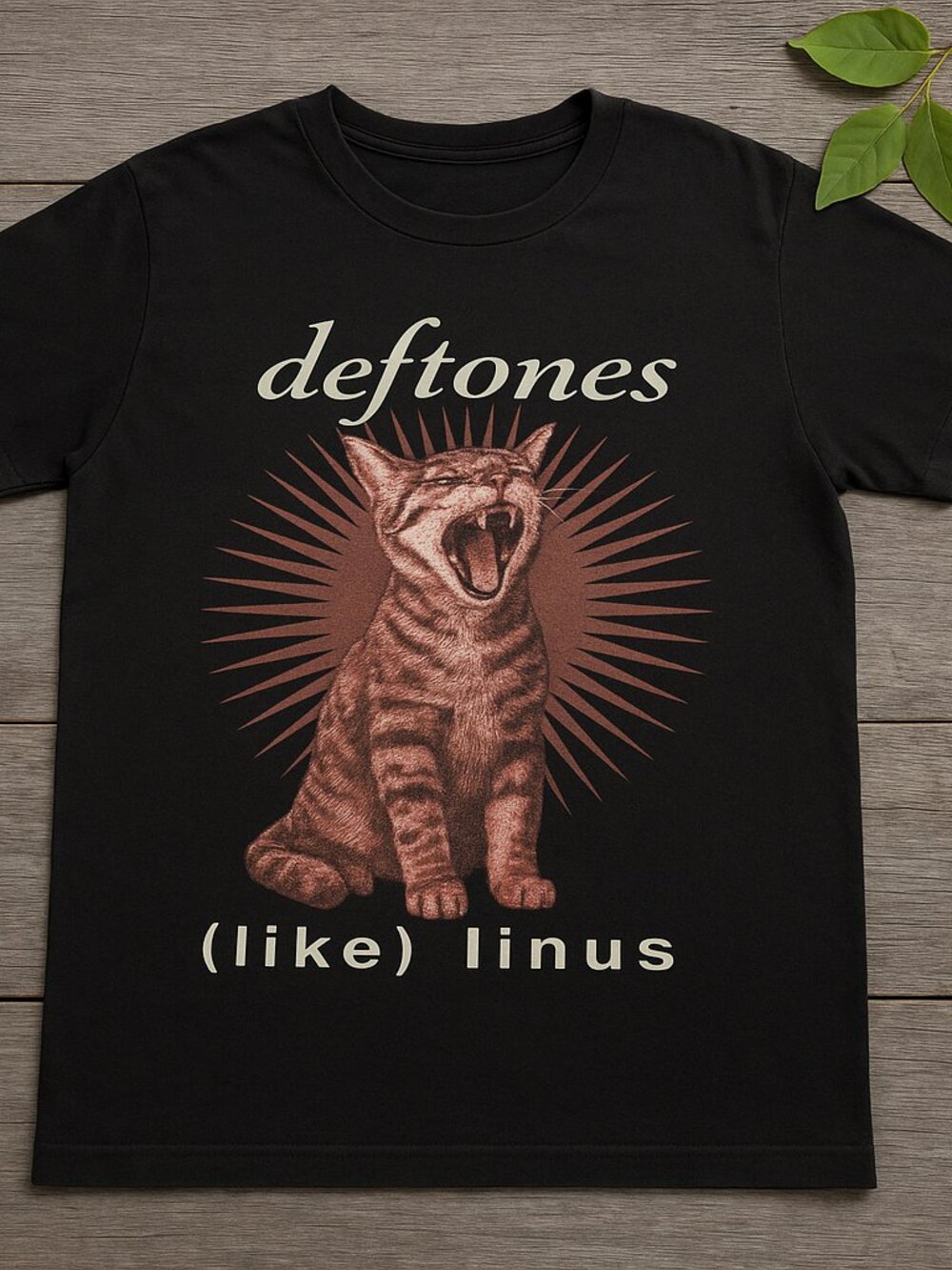 Deftones Like Linus Cat Graphic Black Alternative Band Tee
